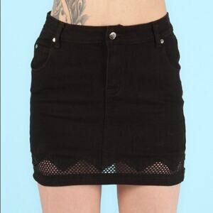 MINKPINK - Denim and Mesh Mini Skirt